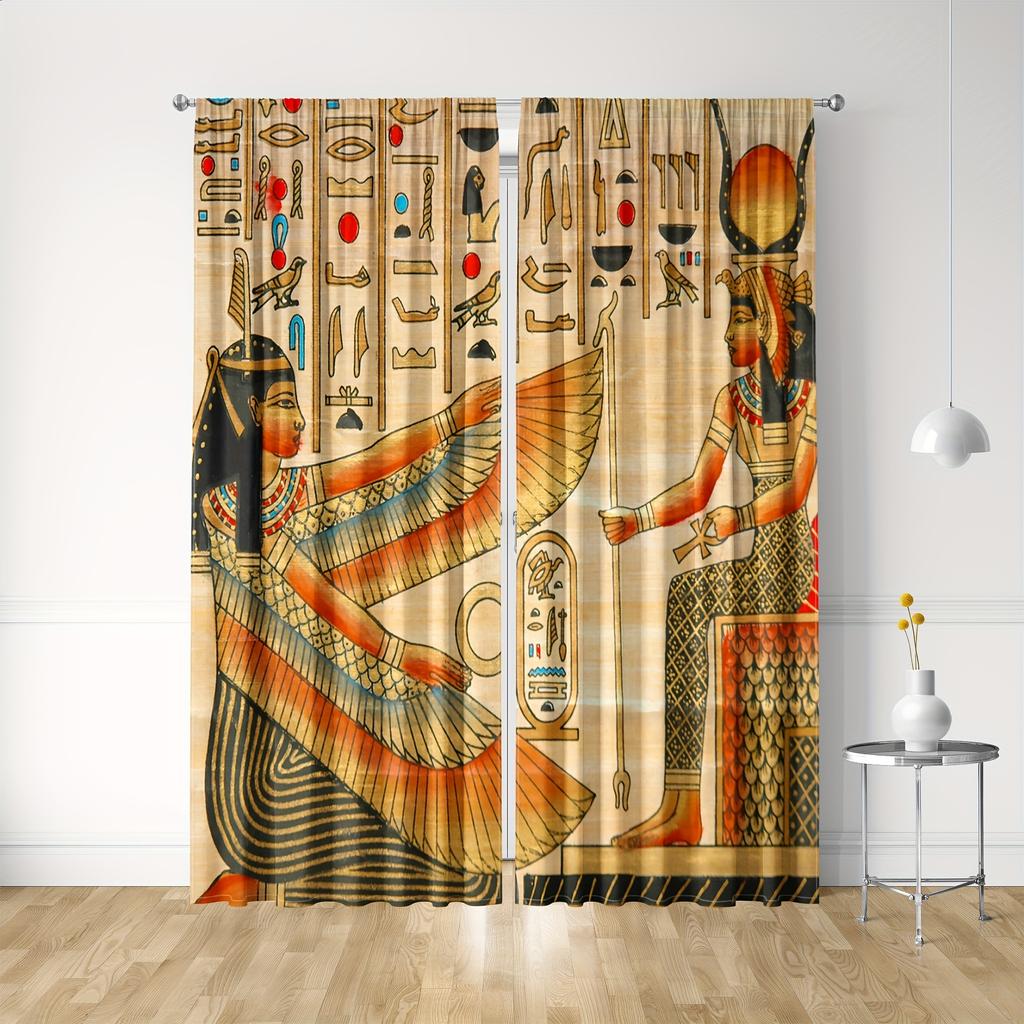 2 Stück, Boho Damen Print Vorhang mit Stangentasche zur Montage, Digitaldruck Vorhänge, Polyestermaterial, Geeignet für Wohnzimmer, Schlafzimmer