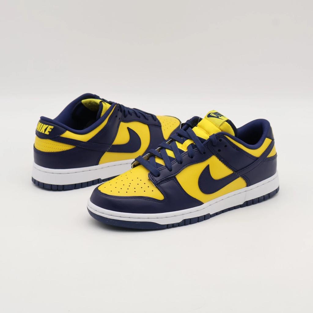 DD1391-700 Nike Dunk Low Michigan Varsity Maze Midnight Navy White (Men's)