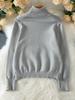 Women's Elegant 2025 Autumn/Winter Lapel Knitwear Solid Color Button Pullover Sweater