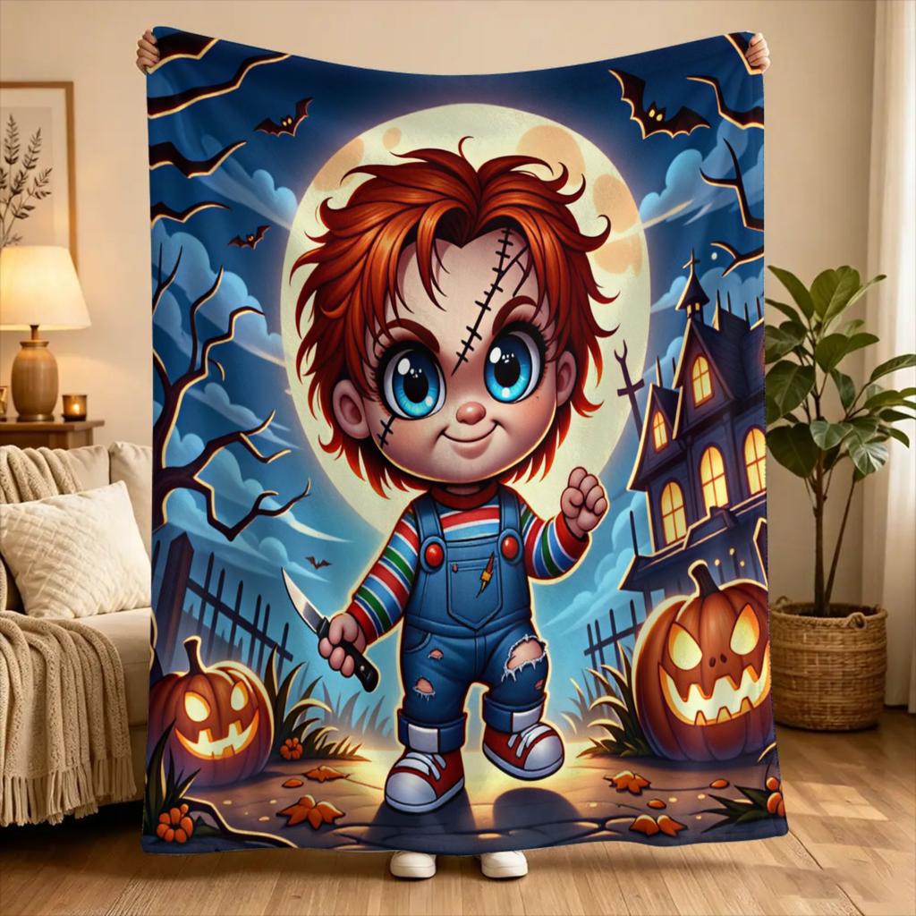 Play Chucky Slasher 1988 Warm Blanket  Picnic Plush Throw Blanket Fluffy Living Room Flannel Bedspread Sofa Bed Cover