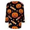 Women's Casual Halloween Print 3/4 Sleeve Round Neck Top Lightweight Soft Fabric Pullover Shirt for Everyday Wear