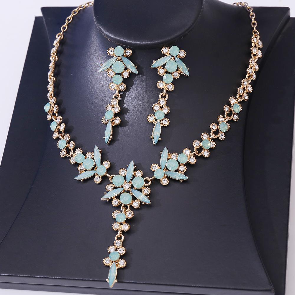 Комплект свадебного ожерелья, модное высококачественное хрустальное ожерелье, серьги и бижутерия из двух предметов