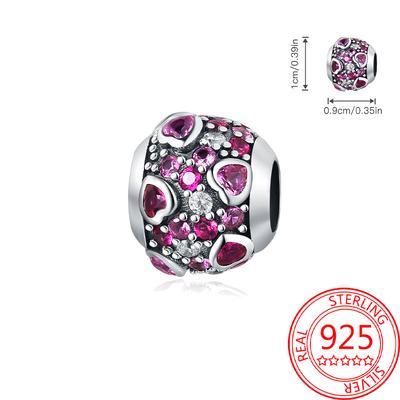 Bead Charms Copper Charm Bead Charms Authentic Pink Heart Zircon Stone Bead Charms Compatible With Bracelets Jewellery Diy Women Fine Gift Accessory