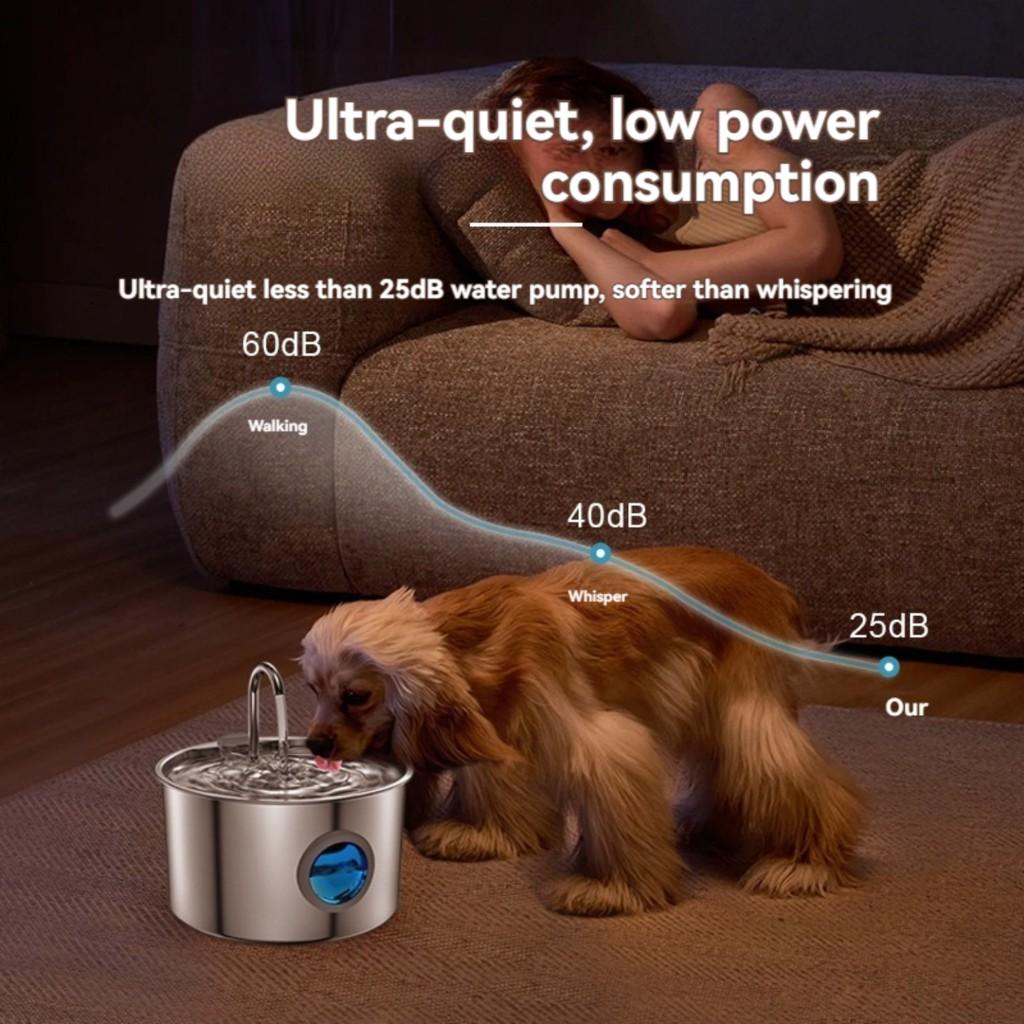 3.2L Stainless Steel Smart Pet Water Dispenser Automatic Circulating Cat Water Fountain