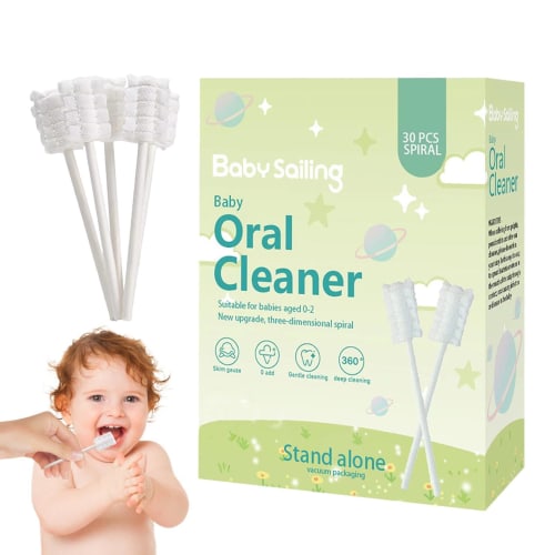 Evnbhgyu 30-Piece Newborn Tongue Cleaner, Upgraded Disposable Oral Cleaner with Paper Handle, Soft Gauze Toothbrush for Newborns, Suitable for Babies