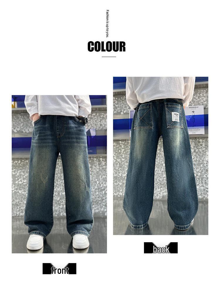 Boys' Spring and Autumn Jeans - 2025 New Stylish Straight-Leg Casual Pants