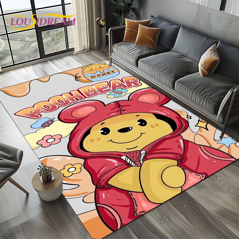 Tappeto Tappetino Decorativo Tappeto Cartoon Orso Winnie Pooh Carino 3D per Camera da Letto Soggiorno Casa Divano, Gioco Bambino Decorazione Grande Tappetino Pavimento Regalo