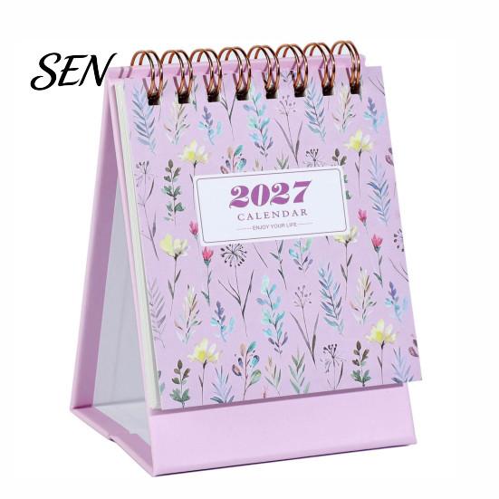 Tabletop Calendar 2026-2027 Mini Desk Calendar, 18 Months July 2026 to Dec 2027 Standing Flip Floral Theme with Twin-Wire Binding Thickened