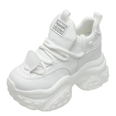 Fashion 10CM Heels Women High Platform Sneakers 2025 New Spring Chunky Dad Casual Sport Shoes Thick Sole Trainers Leather Sneakers Woman