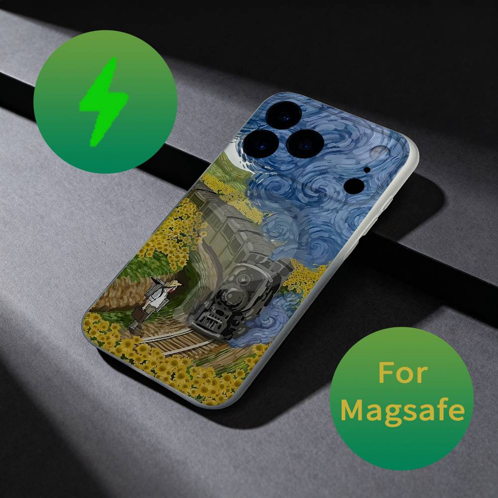 Vintage Van Gogh Pattern Phone Case For iPhone 17,16,15,14,13,12,X,XS,Pro,Max,Plus,E,Air,Mini with Magsafe Magnetic Liquid TPU