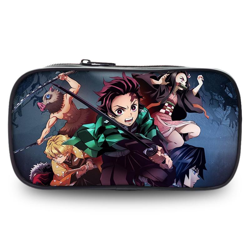 Spacious Oxford Demon Slayer Pencil Case For Students With Casual Style