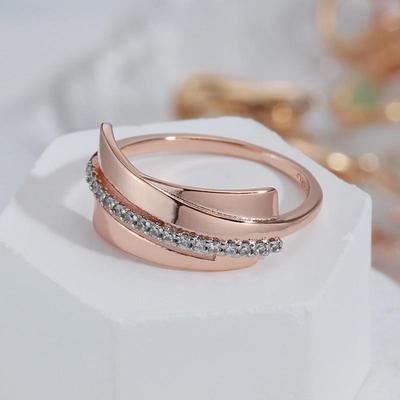 Geometric Design Full Zircon Gold Silver Color Women's Rings Party Daily Wear Minimalist Jewelry