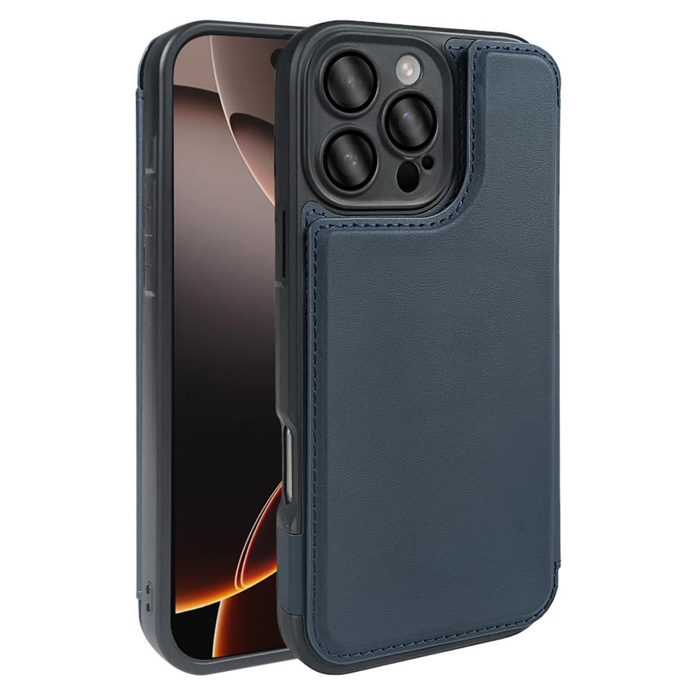 For iPhone 16 Pro Magnetic Case RCS Eco Friendly Flip Phone Cover with Kickstand RFID Blocking