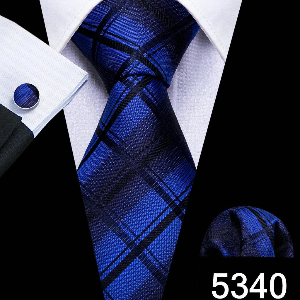 Barry.Wang férfi nyakkendő Paisley Jacquard selyem nyakkendő zseb négyzet alakú mandzsettagomb készlet