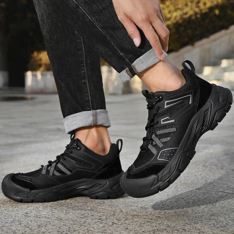 Fashion Classic Outdoor Men Sports Shoes Lace-Up Real Leather Sneakers Non-slip Walk Shoes High Quality Flats Handmade Male Treking Shoe