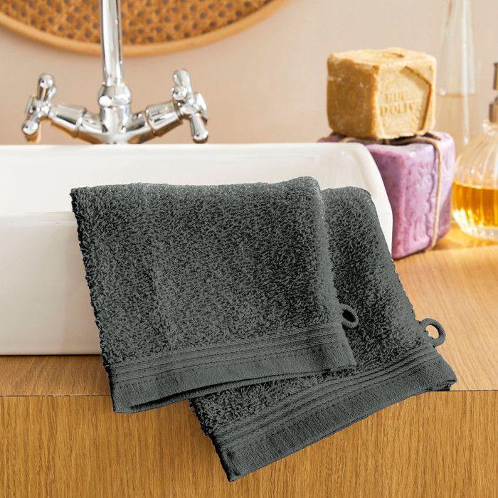 Lot de 2 gants de toilette "Spa" 15 x 21 cm / 400 gr/m² - "Spa" Ardoise - "Spa" Ardoise -