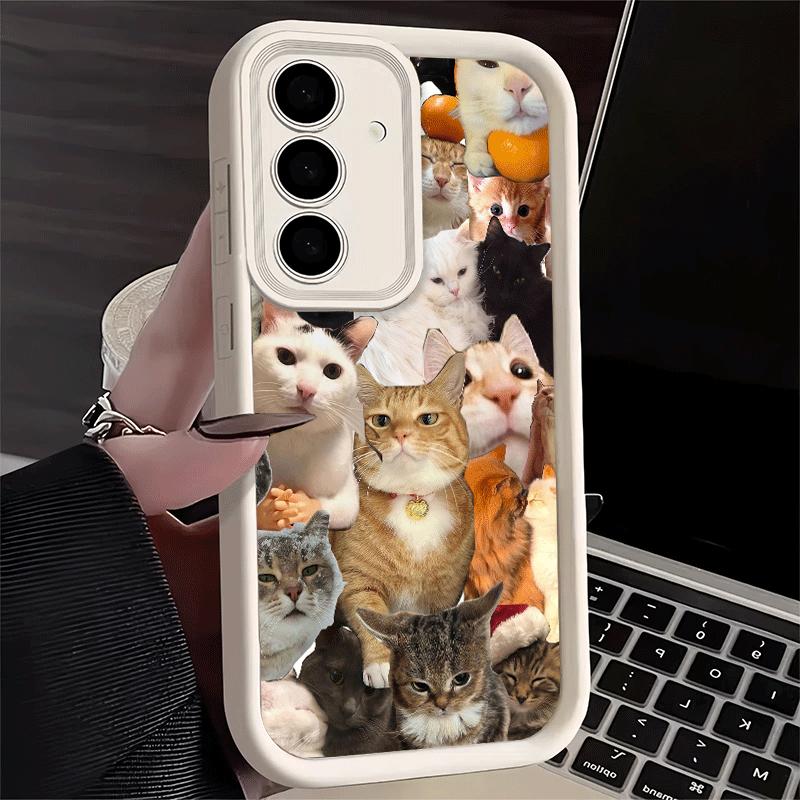 Phone Case for Samsung Galaxy A17 A16 A15 A14 A13 Crying Cats Combine Memes A56 A36 A26 A55 A35 A25 A54 A34 A24 A53 A33 A23 A07