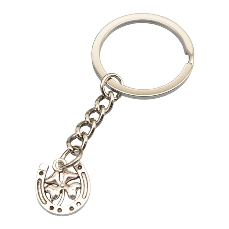 Четырехлистный клевер Подкова Брелок-шарм На удачу Унисекс Кольцо для ключей Украшение для сумки Стильный аксессуар