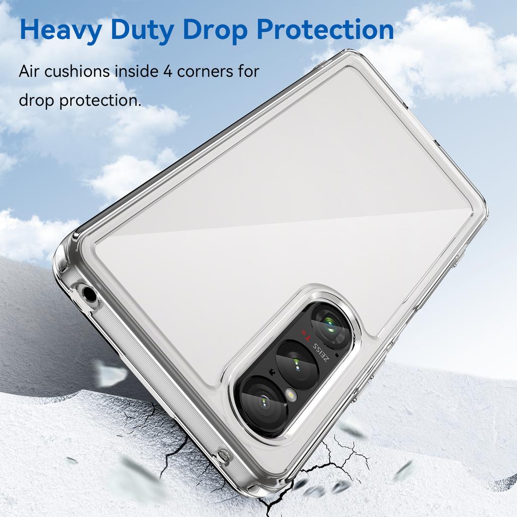 WANLONFENG MF Series for Sony Xperia 1 VI Case TPU+Acrylic Clear Phone Cover with Tempered Glass Film