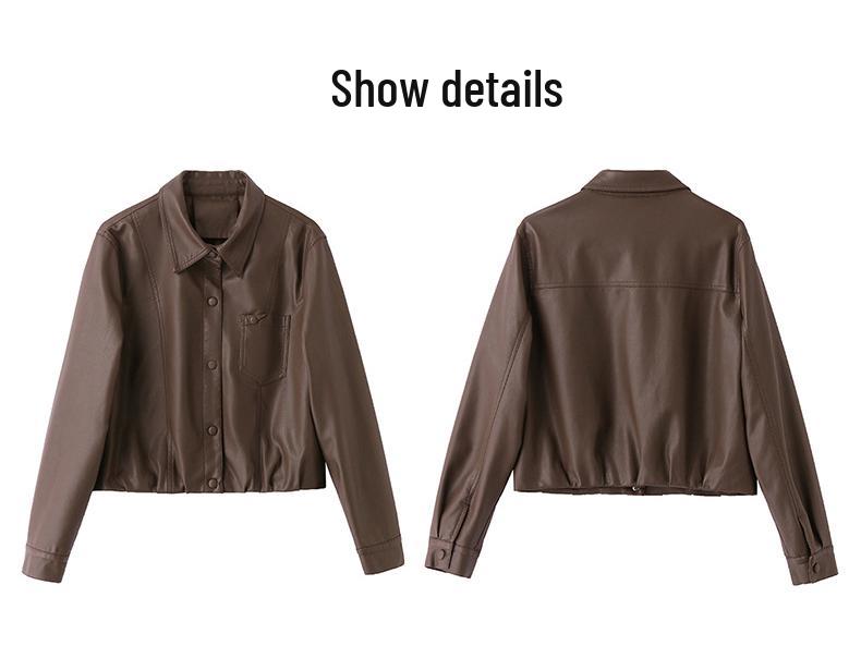 2025 Spring Women's Casual Leather Jacket - Loose, Versatile Lapel Design ZH1163