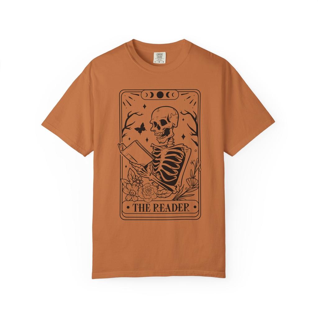 The Reader Tarot Card Shirt, Skeleton Reading Shirt, Unisex Tarot Card Shirt