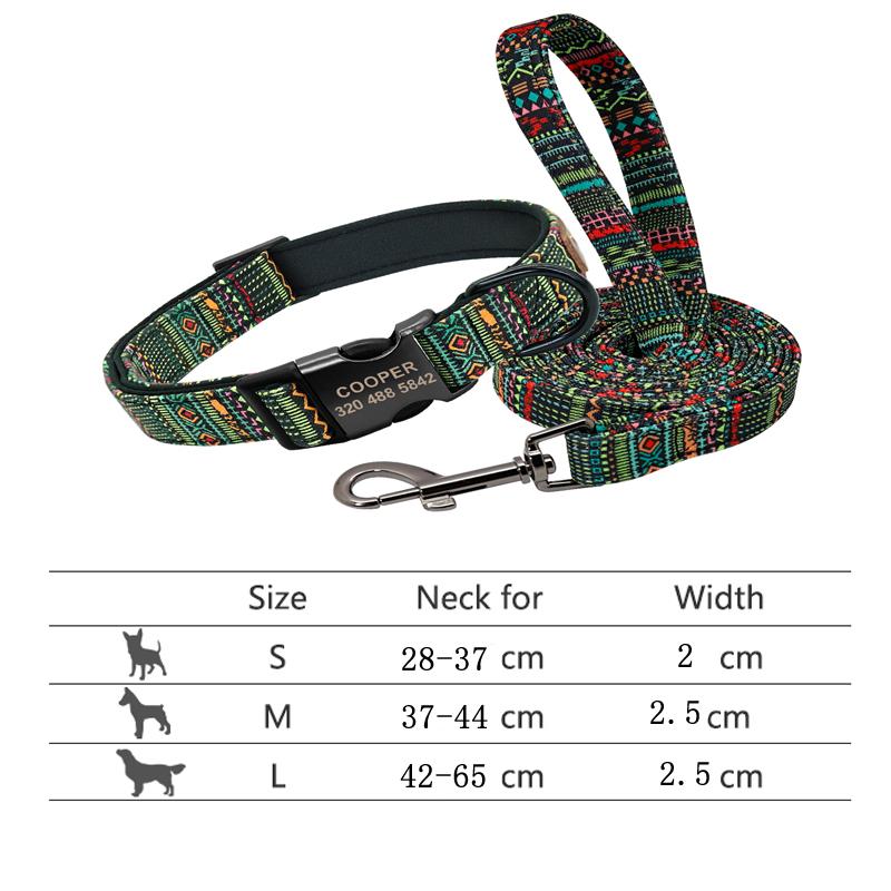 Ensemble Collier et Laisse Personnalisés pour Chien Réfléchissant Nylon Colliers pour Animaux Laisse Laisse Plaque d'Identité Gravée pour Petits Grands Chiens Pitbull