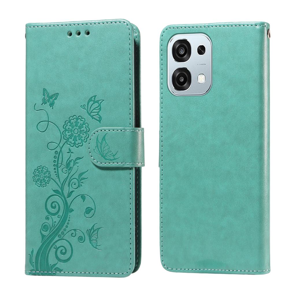 For Oppo A6 5G Leather Case Butterfly Floral Imprint Wallet Stand Cover