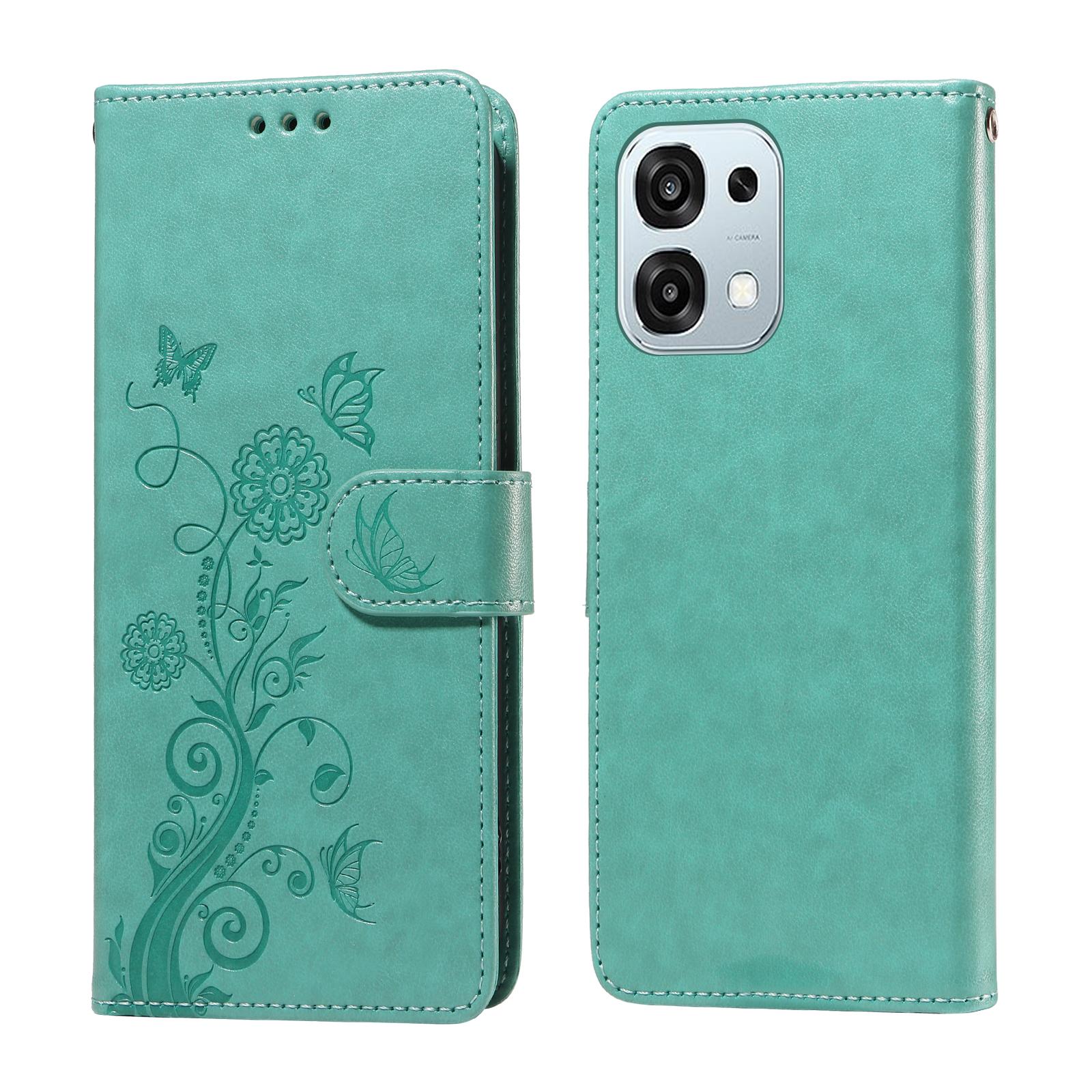 

For Oppo A6 5G Leather Case Butterfly Floral Imprint Wallet Stand Cover
