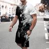 Herrkostym, 3D-utskrift, Rundhalsad, Kortärmad shorts, Vardaglig, Lätt topp, Sportkläder, Vardaglig, Stor storlek, Mode