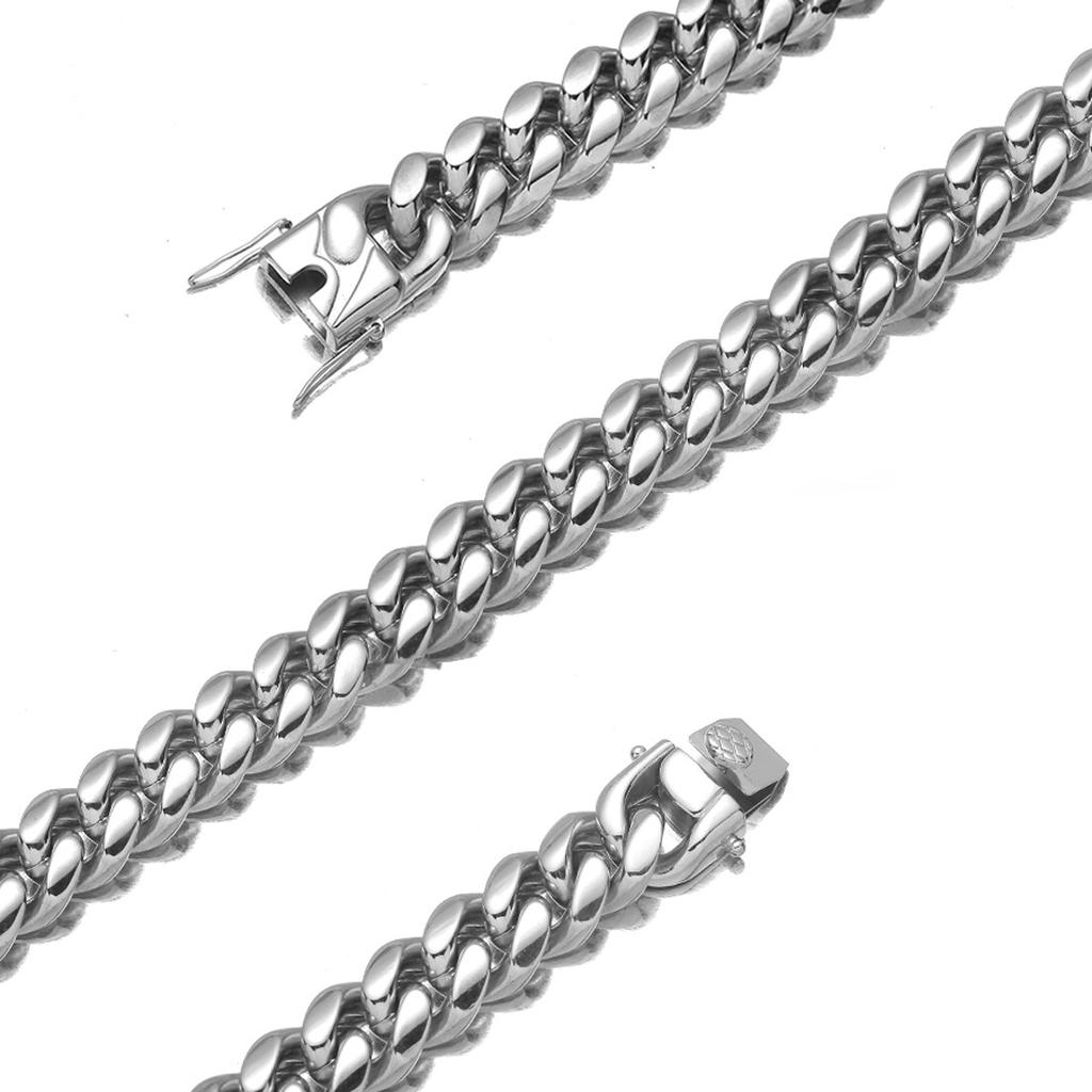 6-18mm Heavy Women Mens Miami Cuban Link Chain Silvery Stainless Steel Necklace
