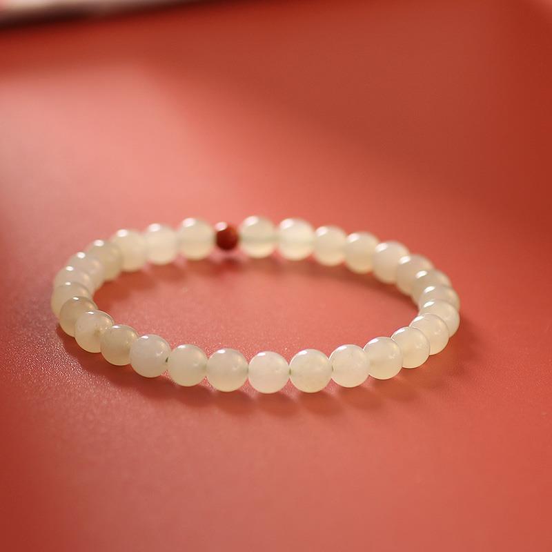 New Natural Hetian Jade Ethnic Style Bracelet Simple Jade and Southern Red Agate Bracelet As a Gift for a Girlfriend