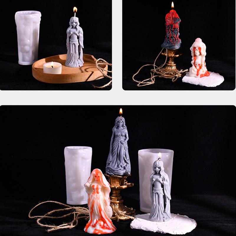 New 3D Ghost Bride Groom Silicone Candle Molds Halloween Horror Ghost Statue Plaster Crafts Resin Mold DIY Handmade Soap Making