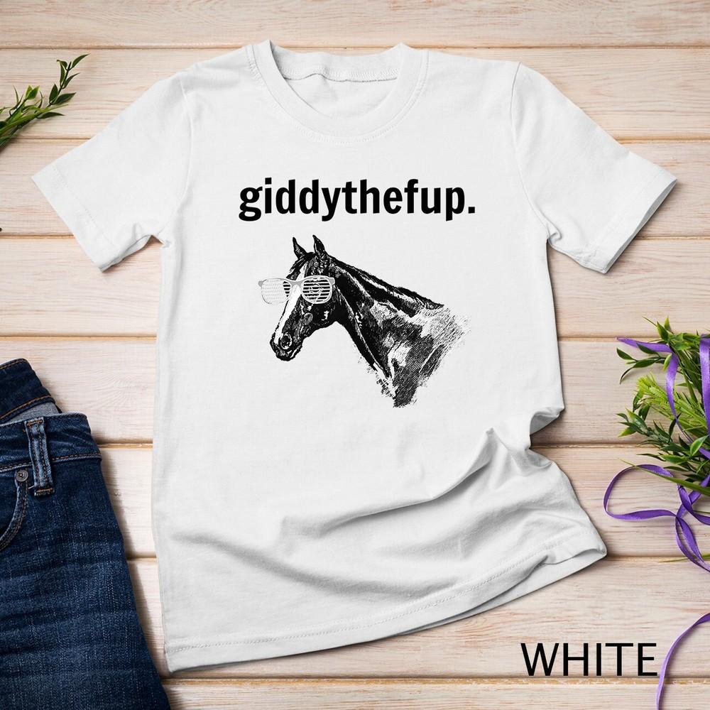 

Funny Retro Horse Racing Gift GIDDY THE F UP Premium Unisex T-shirt XL
