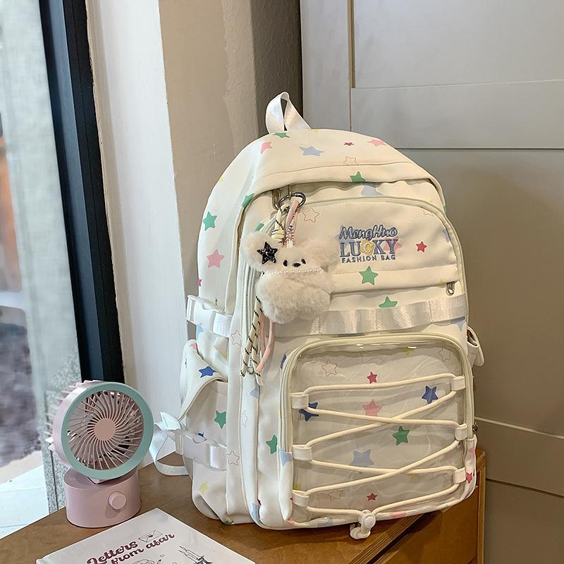 New Ins Wind Japanese Backpack Sweet Niche Compartment Backpack High Value Star Print Student Bag