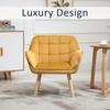 Armchair Accent Chair, Vanity Chair with Wide Arms, Slanted Back, Padding, Metal Frame, Wooden Legs, Home Bedroom Furniture Seating, Yellow