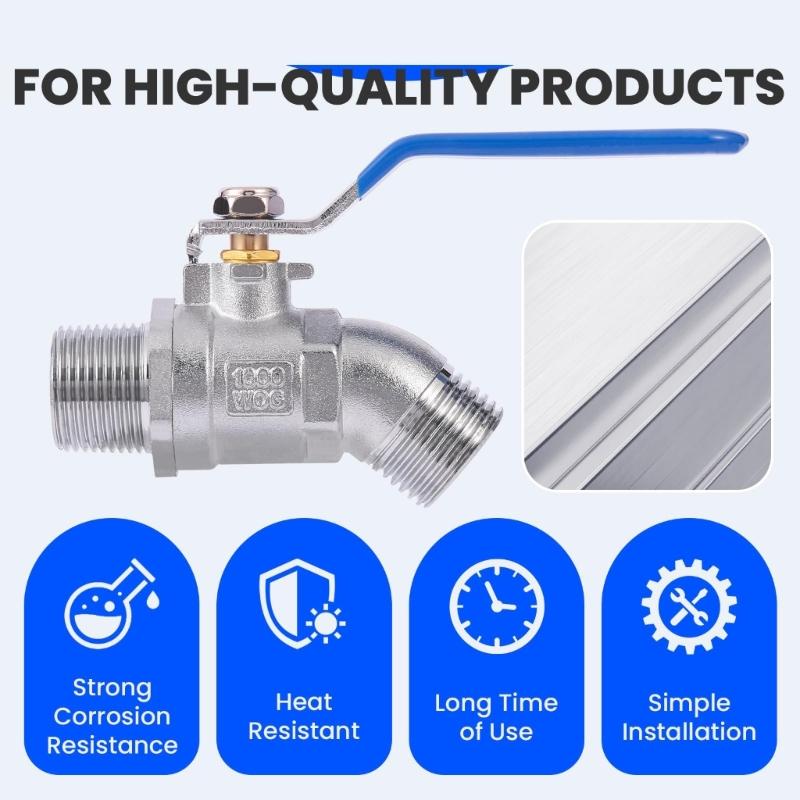 Quarter Turn Garden Hose Water Shut Off 304 Metal with 3/4 Inch Ends, Washers and Seal Tape for Outdoor Faucet Control and Irrigation Tasks