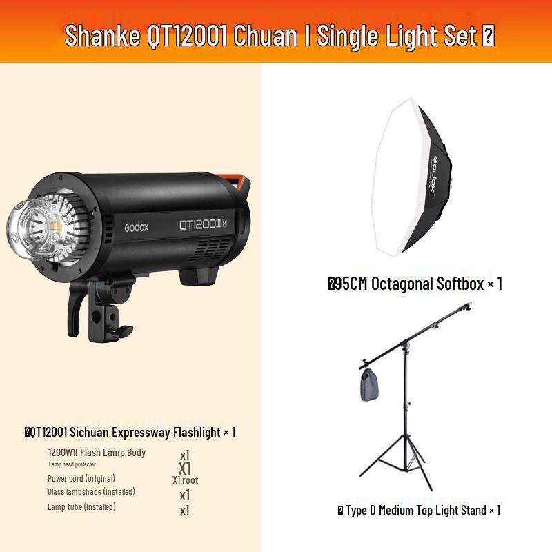 Godox QT1200III Professional Studio Flash Kit with Octagonal Arm