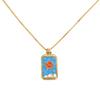 Colorful Enamel Tarot Card Necklace with Square Pendant On Copper Clavicle Chain