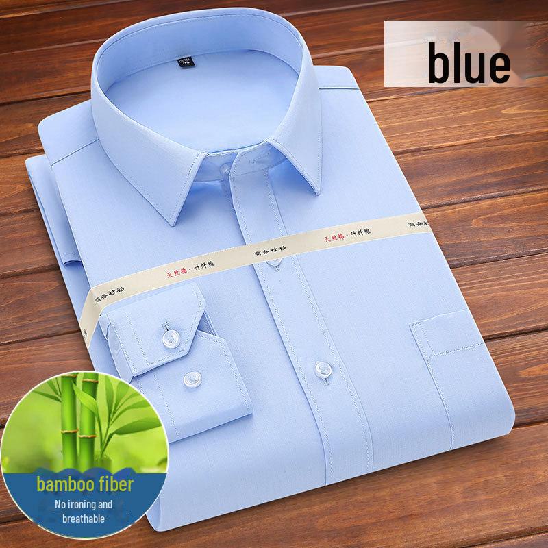 Men's Non-Iron Bamboo Business Casual White Shirt - Easy Care, Machine Washable