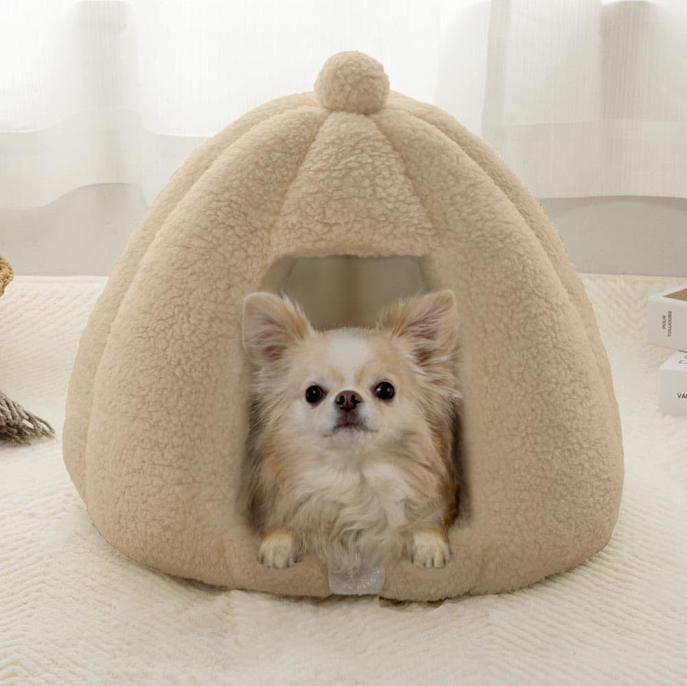 

Chez Moi Washable Dome Dog Bed Cushion for Fluffy Boa Pet Bed for Dogs and All Season Pet Cushion [Removable Year-Round Comfort] Cats, бежевый