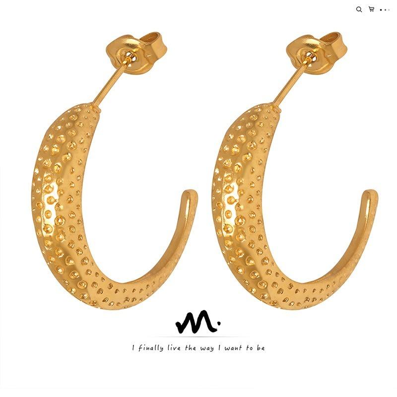 Meier French-inspired Minimalist and Unique Earrings. Women's Stud Earrings, Titanium Steel, 18k Gold Plated Jewelry