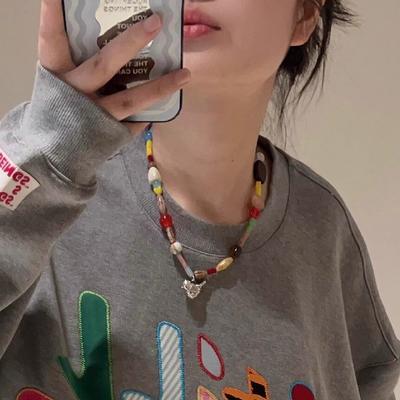 Resin Glass Beaded Bird Pendant Necklace, Personalized Versatile Retro Collarbone Chain, Light Luxury Temperament, High-end Jewelry