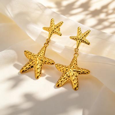 Exaggerated Stainless Steel Starfish Drop Earrings for Women Trendy 18K Gold Plated Earrings Fashion Elegant Jewelry Gifts