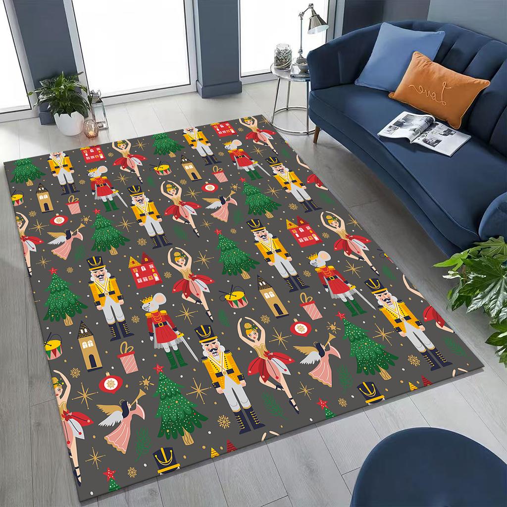 2026 New Nutcracker Merry Christmas Tree Cartoon Puppet Gift Carpet Rug for Bedroom Living Room Sofa Home Doormat Decor,Non-slip
