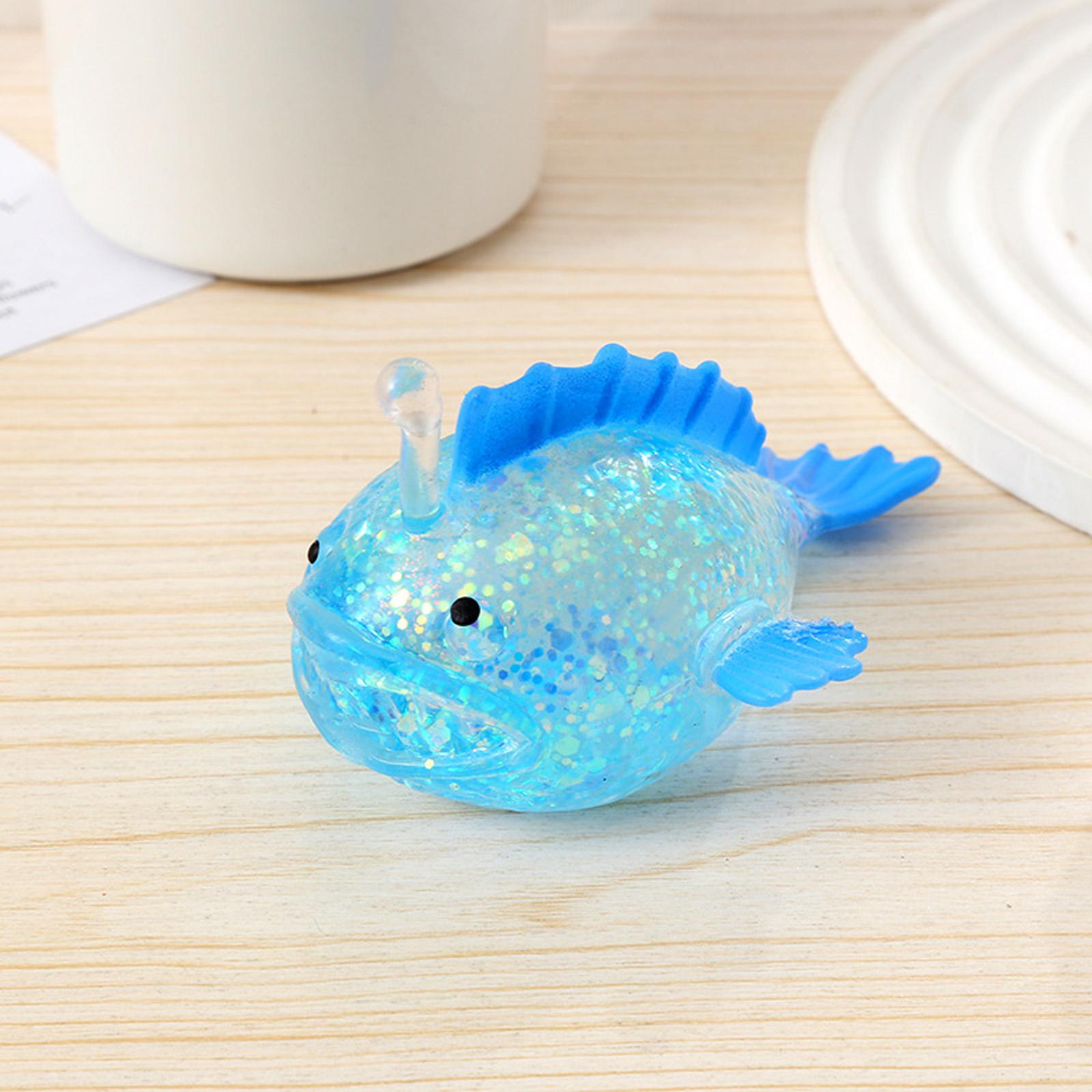 

Translucent Anglerfish Toy, Soft Stress Relief Toy With Glitter For Kids And Adults One Size синий