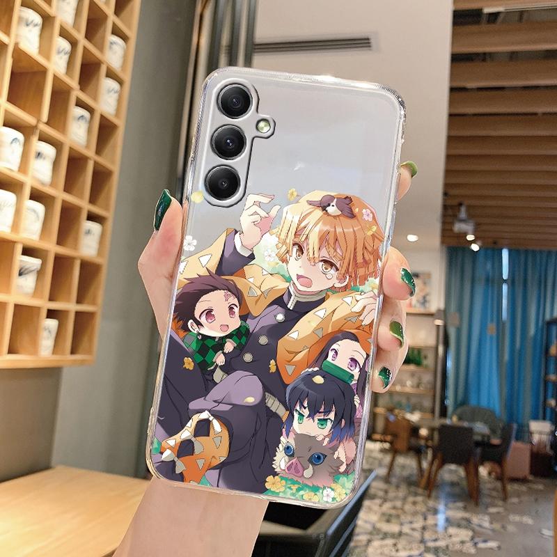 Anime Cartoon vzorované měkké průhledné silikonové pouzdro pro Samsung A55 M35 S24 Xiaomi Redmi Note 13 Poco C65 iPhone fotoaparát nárazuvzdorný ochranný kryt