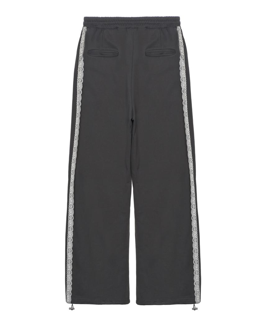 Nigaennikol Butterfly Lace Sweat Pants_Charcoal