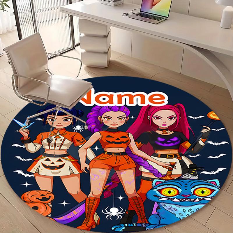 Personalized K-KPop Demon Hunters Round Chair Office Rug - Perfect for Mat, Office Chair & More - Ideal Gift for Birthdays and Holidays