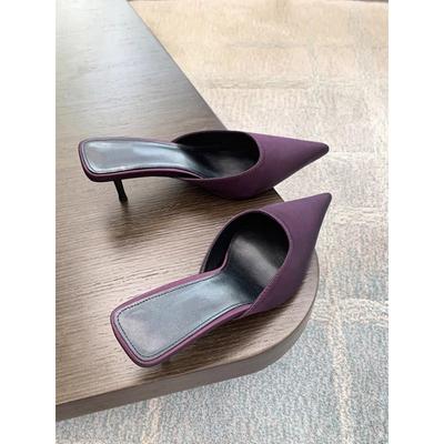Spring Pointed Toe Women Mules Slipper Fashion Candy Color Ladies Elegant Dress Sandal Square Low Heel Slip On Slides Shoes