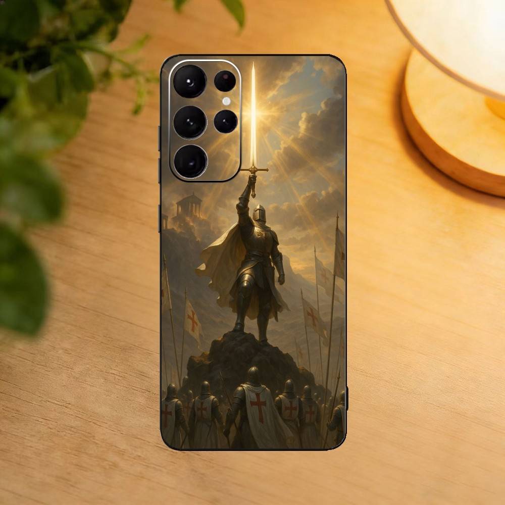 Crusaders Templar Knight phone Case For Samsung S25,24,21,22,23,30,Ultra,20,Plus,Fe,Lite,Note Soft Black Cover